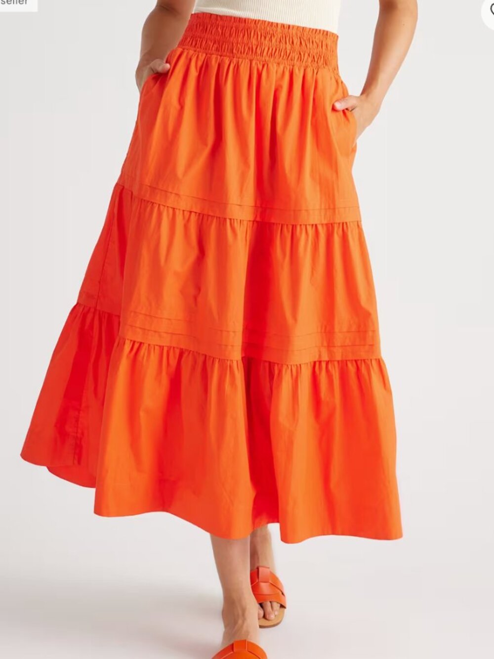 Quince organic cotton Tiered Maxi Skirt, size S, barely worn, $30